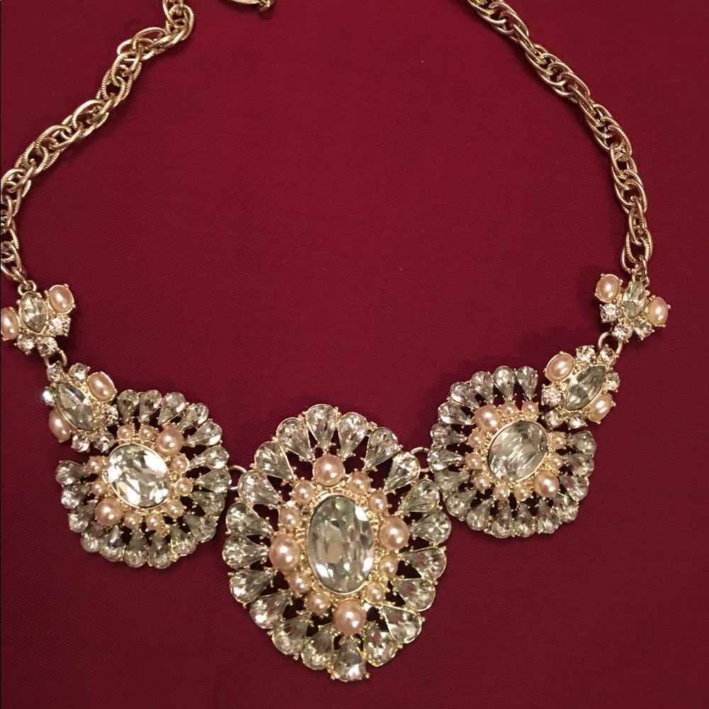 Rhinestone Stone statement evening necklace