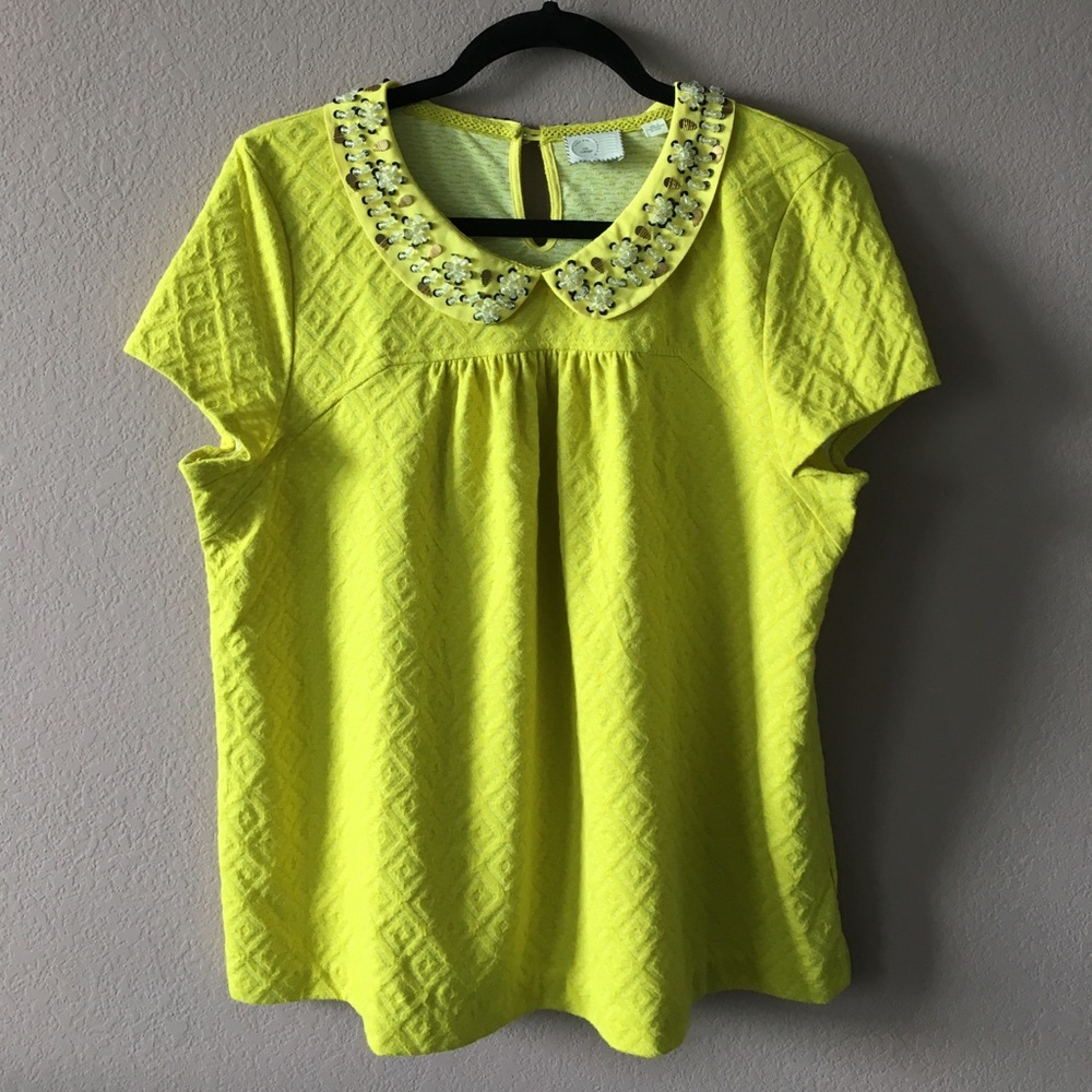 Lime green textured blouse