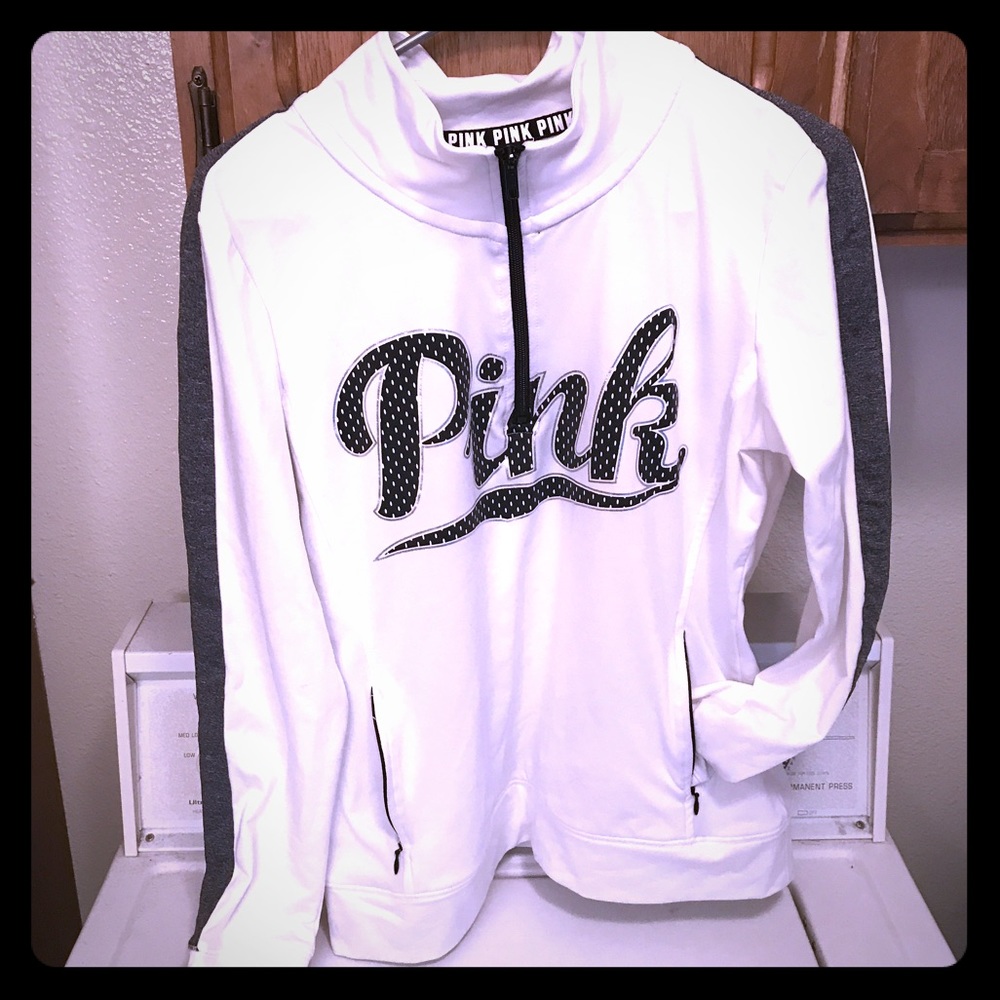 PINK White Quarter Zip Jacket