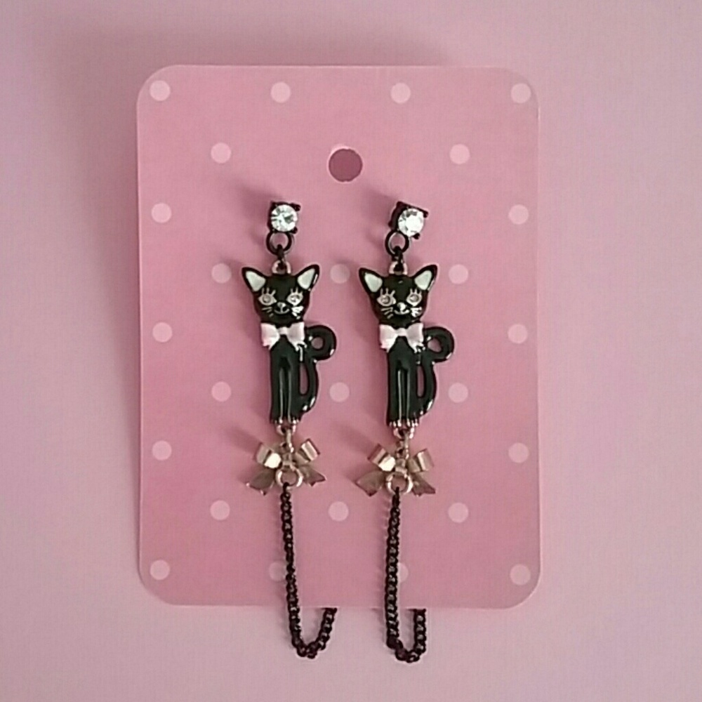 Betsey Johnson Black Cat Earrings