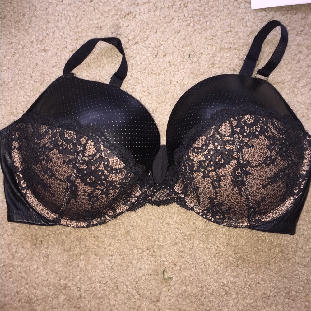 Black and Nude Lace Bra with Cut Out Back