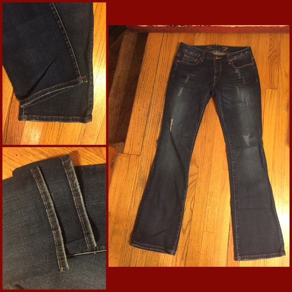 SZ 4-SEVEN 7-RHINESTONE POCKET BOOTCUT JEANS-33"in - Picture 3 of 5
