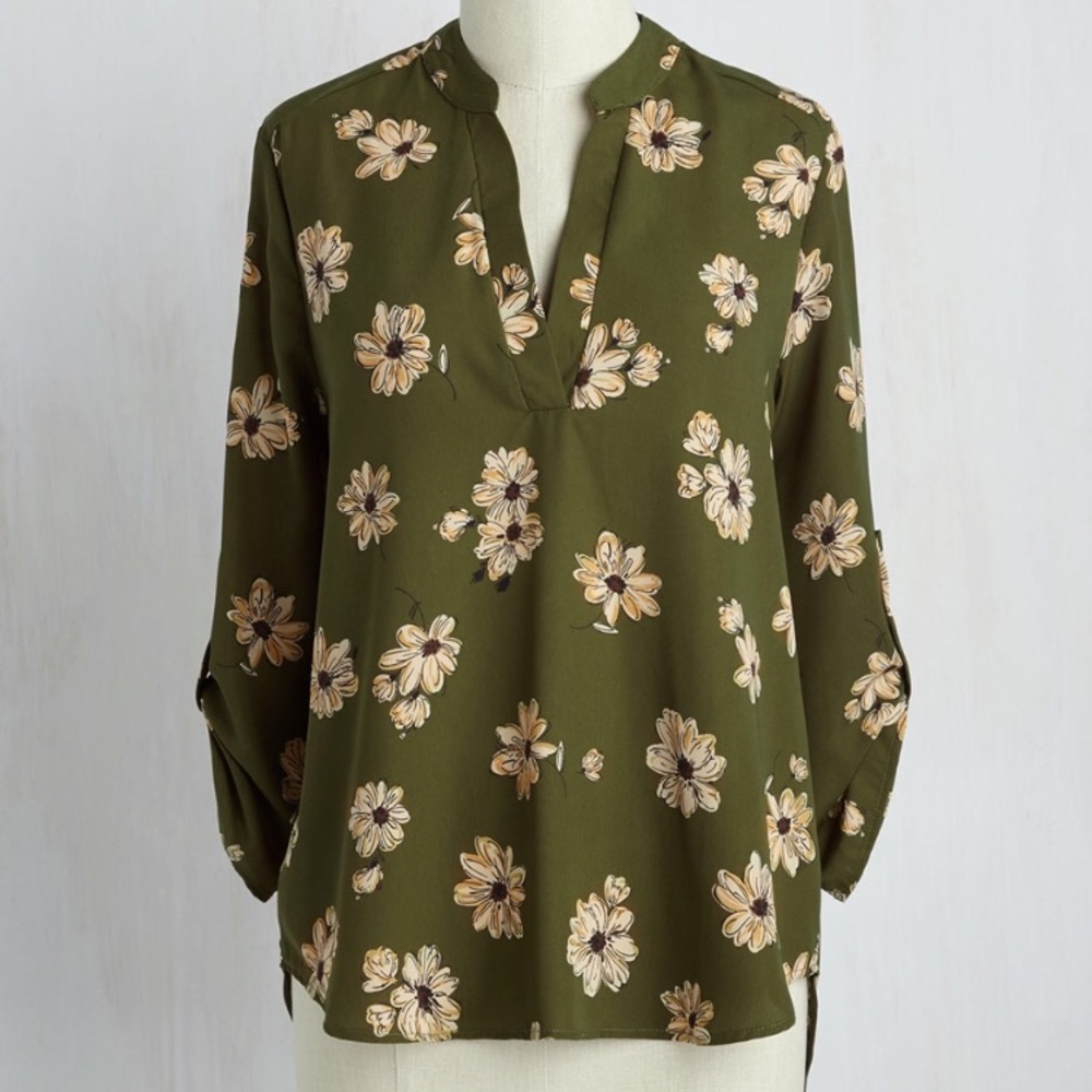 Olive Floral Top/Tunic
