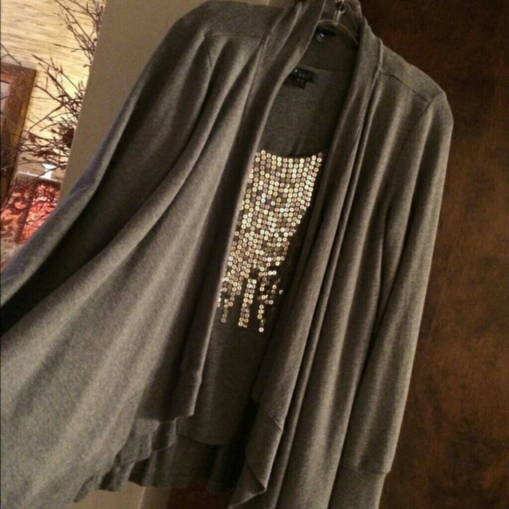 🎉Georgeos - 2 PIECES SEQUN TANK & OPEN CARDIGAN