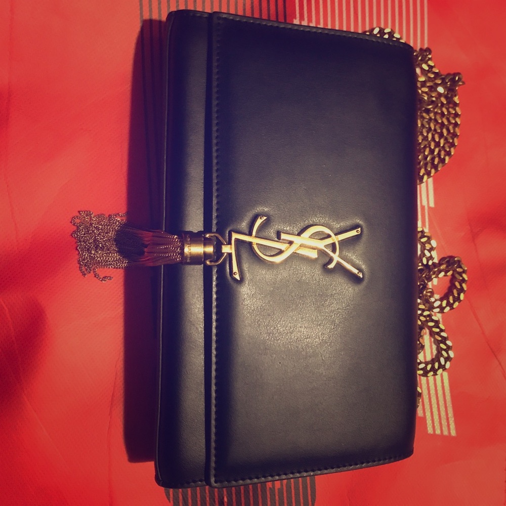 (used) YSL Satchel in Black Leather 100% Authentic