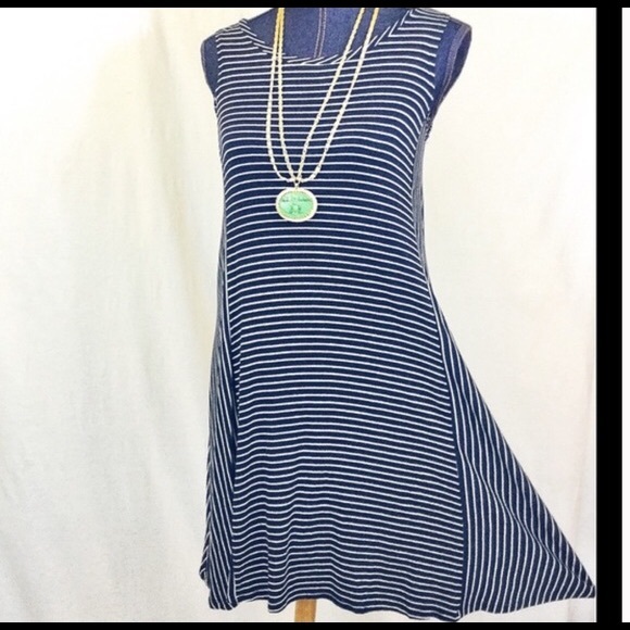 The. Vanity Room Dresses & Skirts - NEW VANITY ROOM Small Blue Striped Shift Dress NWT