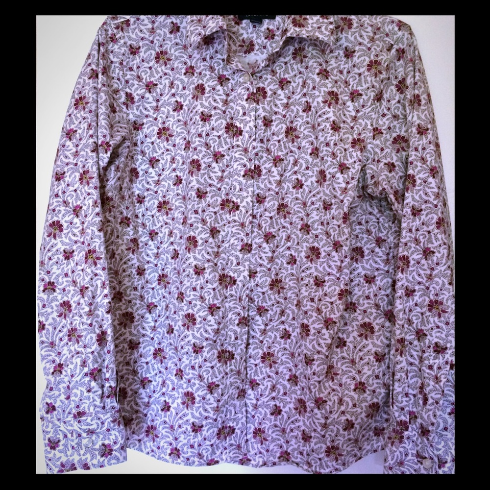 LANDS' END No Iron Pinpoint Oxford Size 12 Petite.