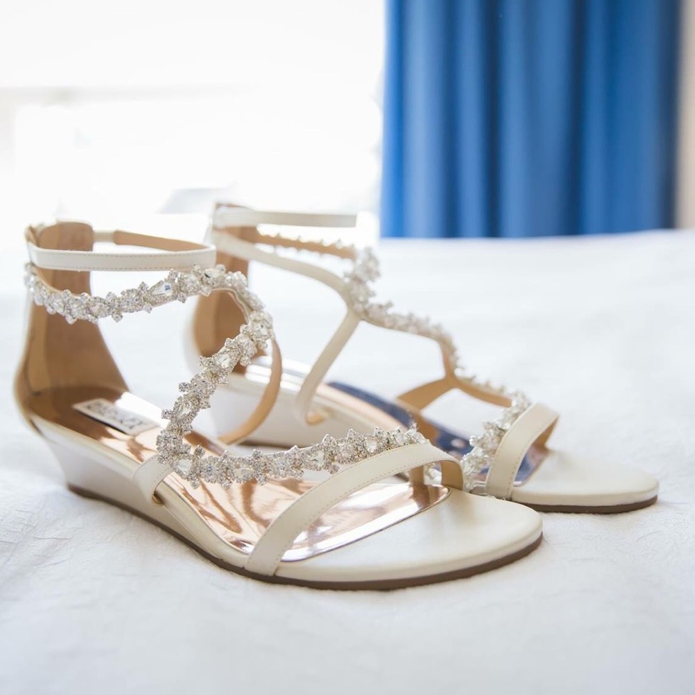 Badgley Mischka Belvedere Demi Wedge Satin Sandals