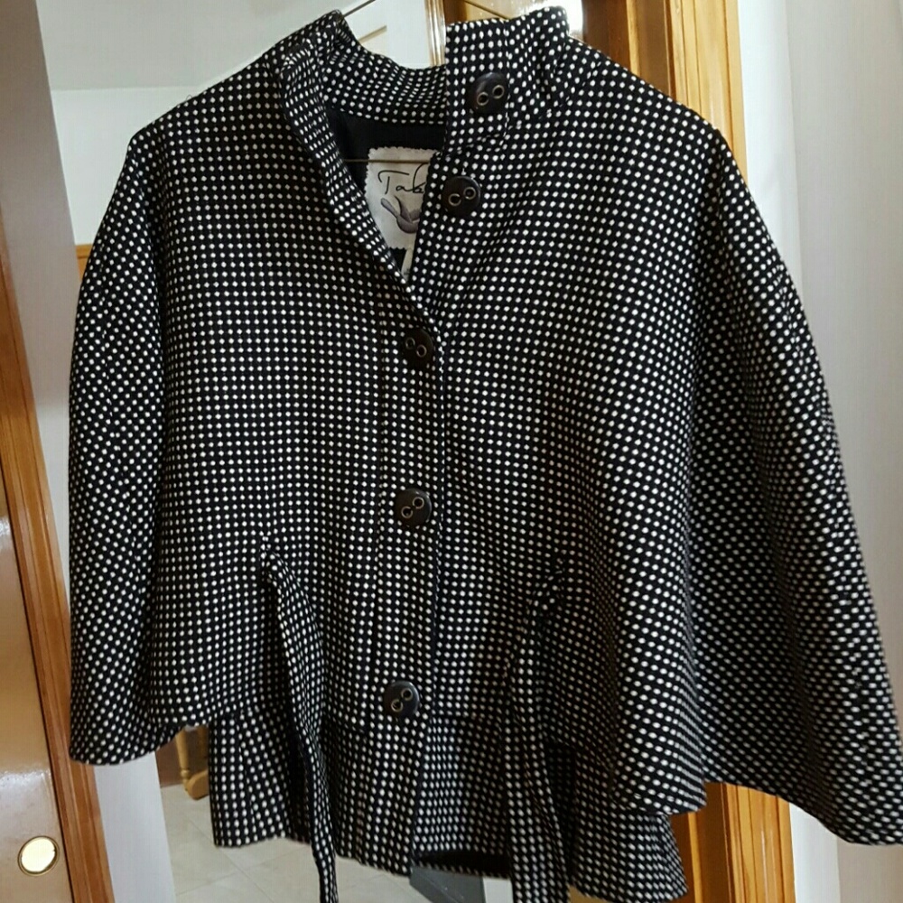 FINAL PRICE Anthro Wool Polka Dot Cape Jacket