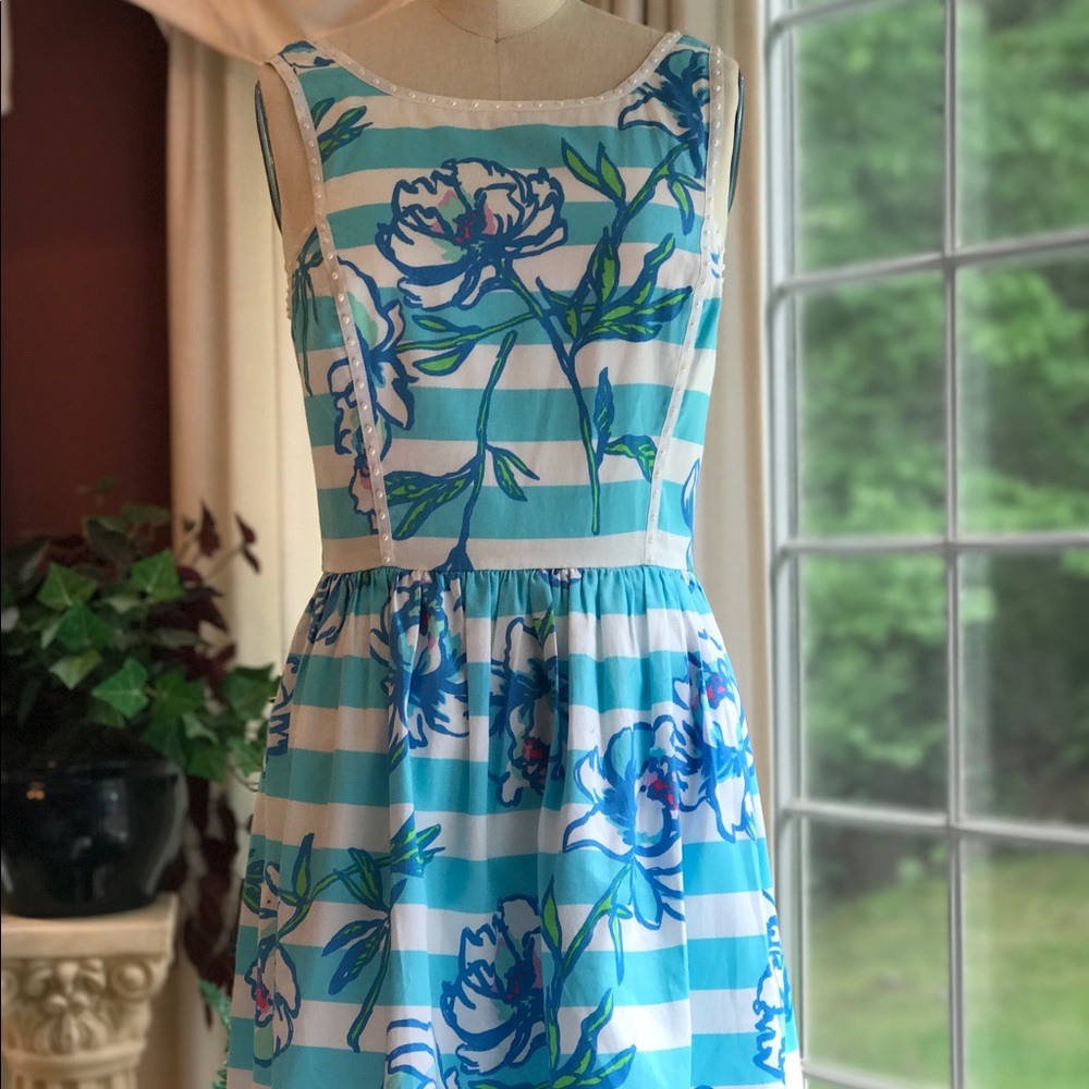Lilly Pulitzer Summer striped Dress with pearls