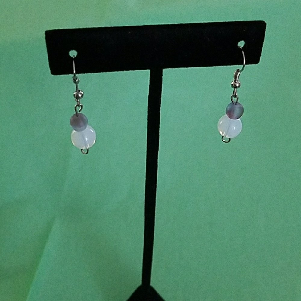 NEW!  Purple and white earrings