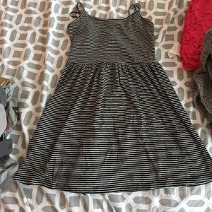 Black and white striped tank dress