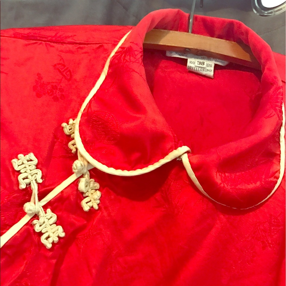 90s Chinese silk top with collar