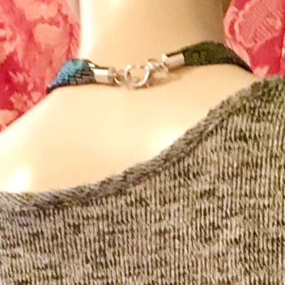 Black Beaded choker necklace with knot. - Picture 3 of 4
