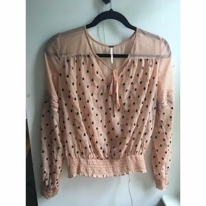 Free People Gauze polka dot top