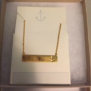 Fashion anchor bar necklace brushed gold color NWT
