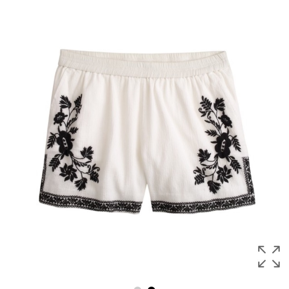 JCREW Embroidered Cotton Gauze Shorts