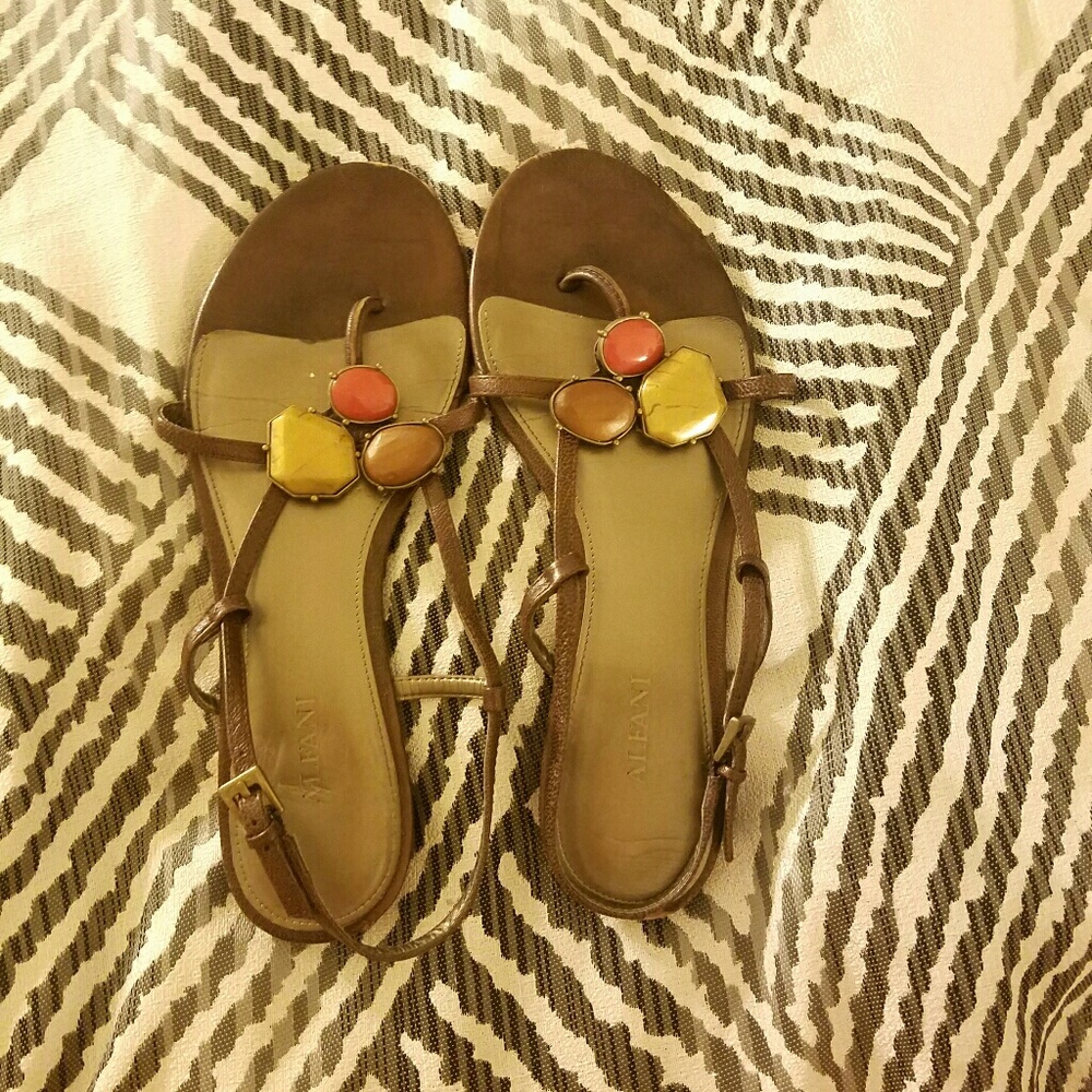 Alfani, Boho Summer Sandal, Brown leather, 7.5