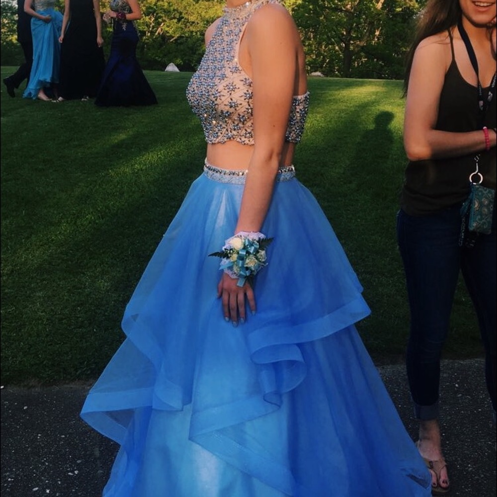 BABY BLUE TEO PIECE PROM DRESS WORN ONCE