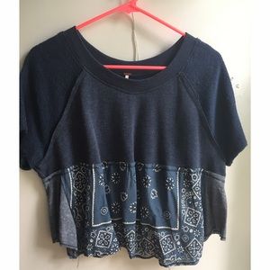 Free People blue bandana babydoll top