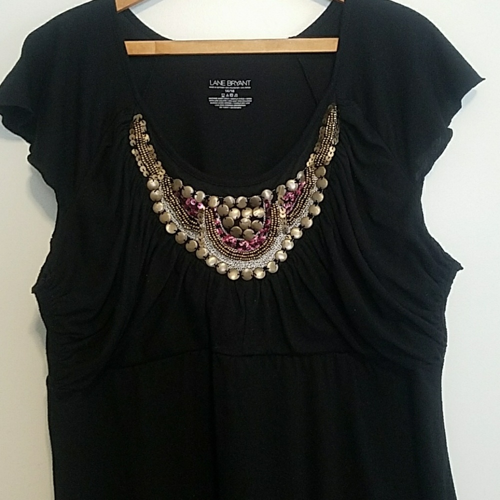 Black Beaded Tee