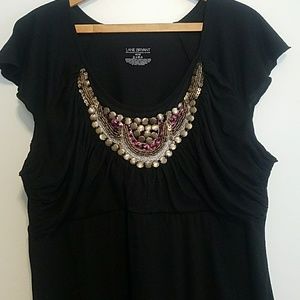 Black Beaded Tee