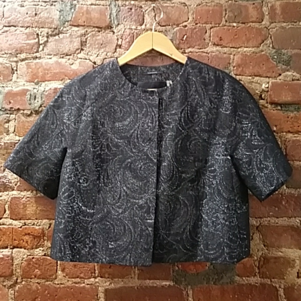 Elie Tahari black jacket with silver weaving P