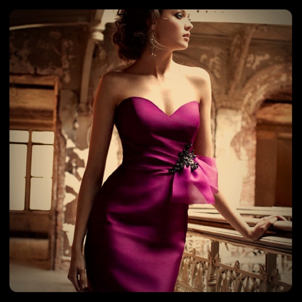 Strapless Cocktail Dress Noir by Lazaro Collection