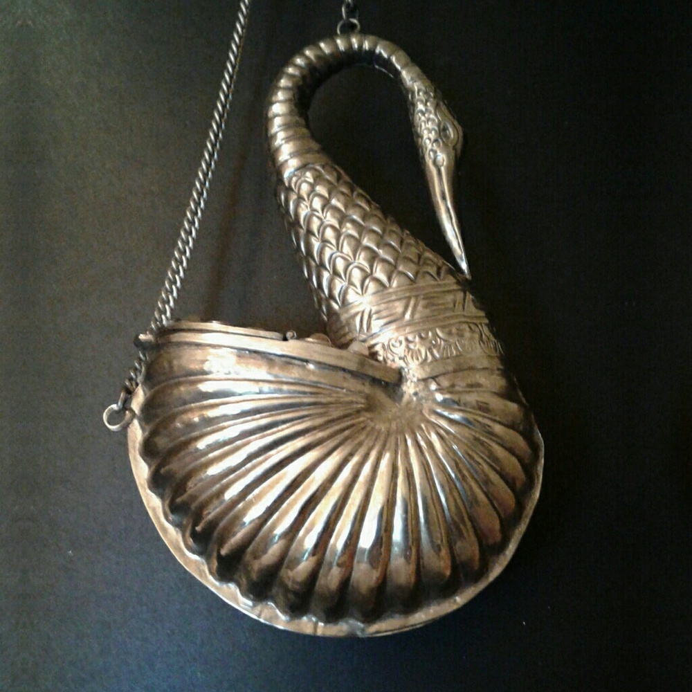 Unusual Swan Silver Purse