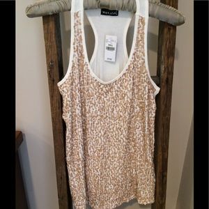 Racerback style tank with gold sequin.