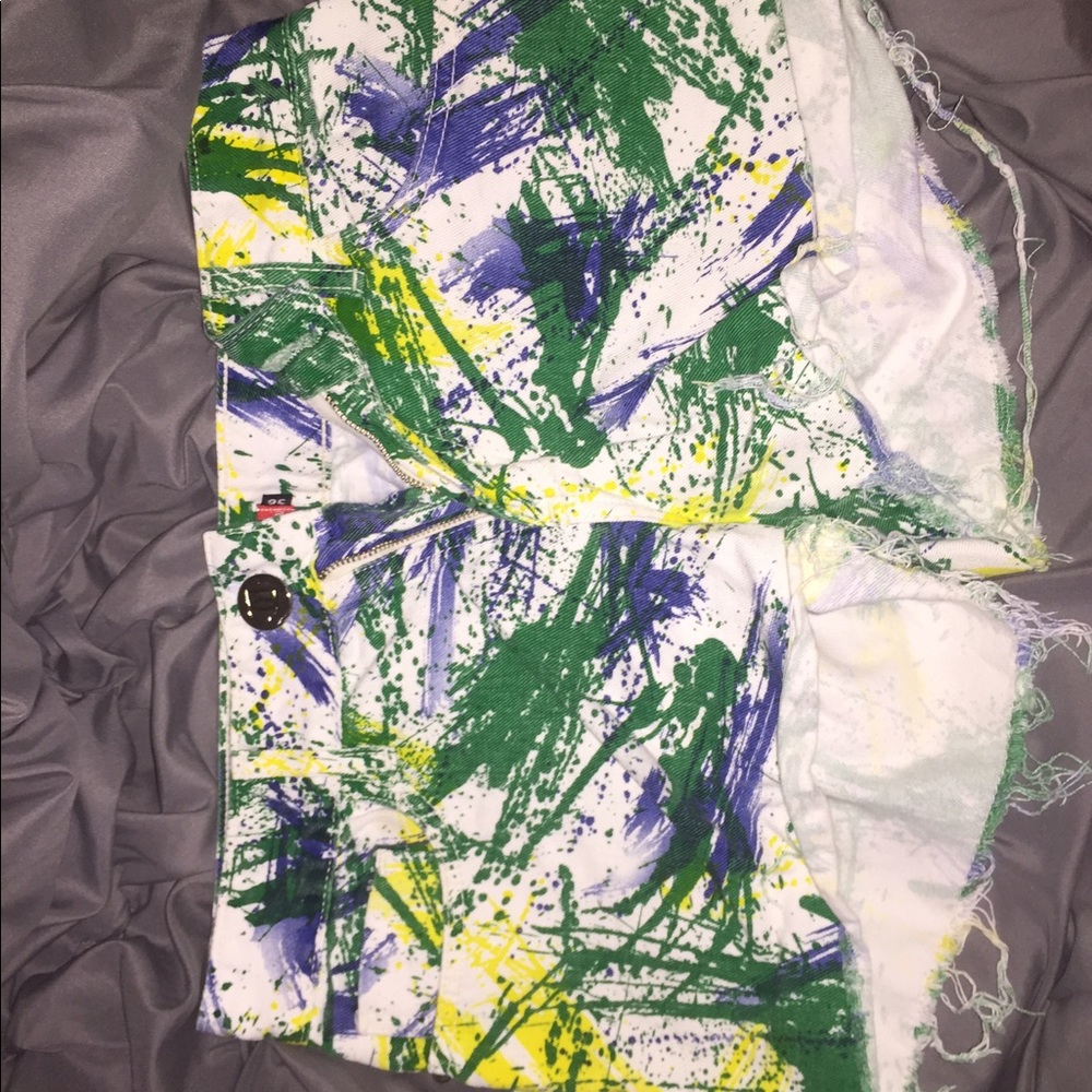 Blue yellow green and white shorts