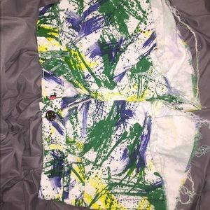 Blue yellow green and white shorts