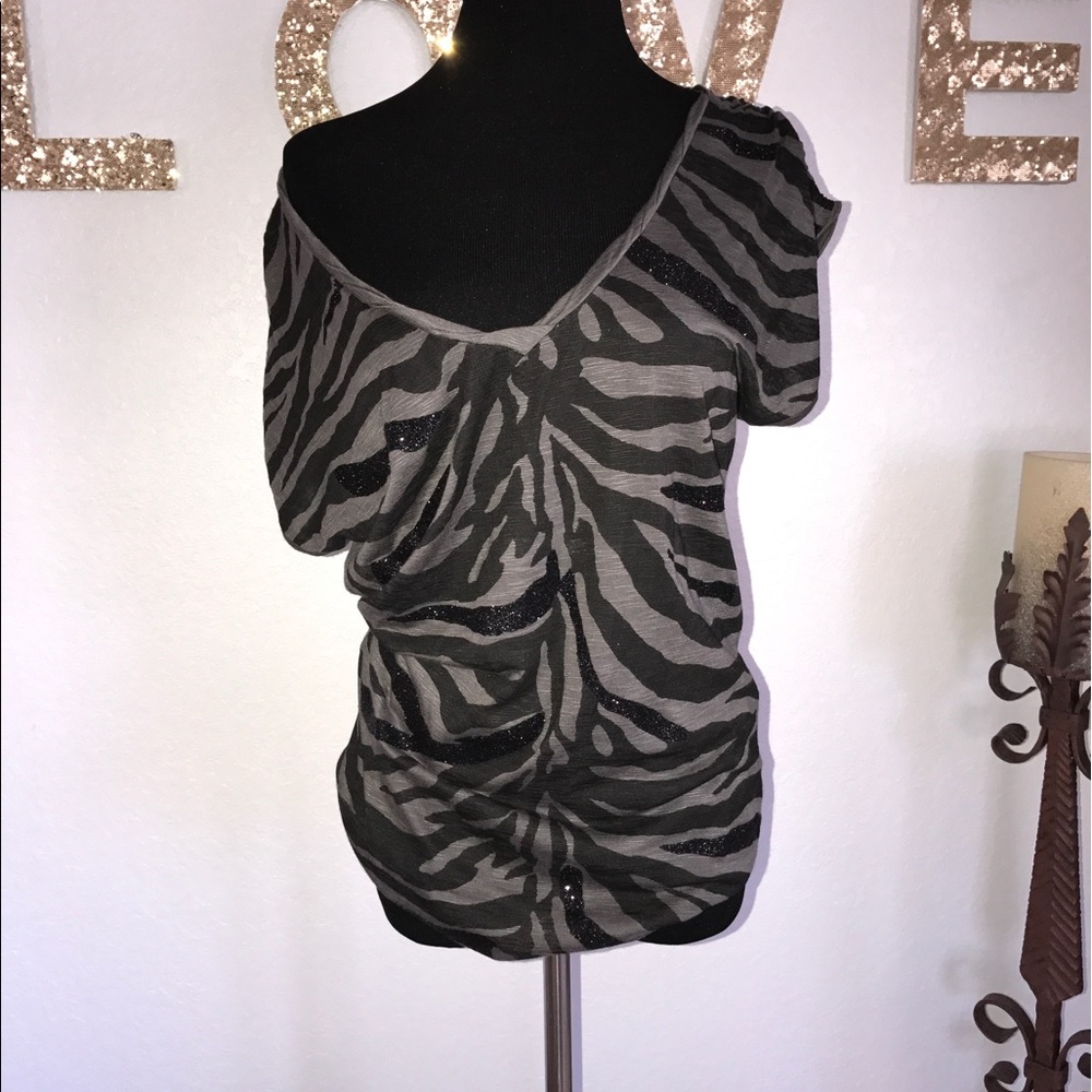 Zebra Off the Shoulder Shirt