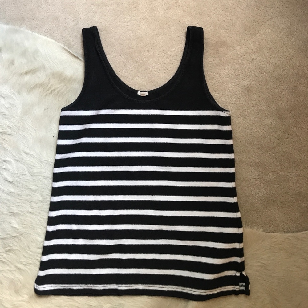 J. Crew Black and White Striped Tank
