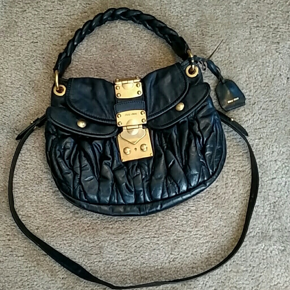 Miu Miu Black Coffer Matelas Nappa Shoulder Bag