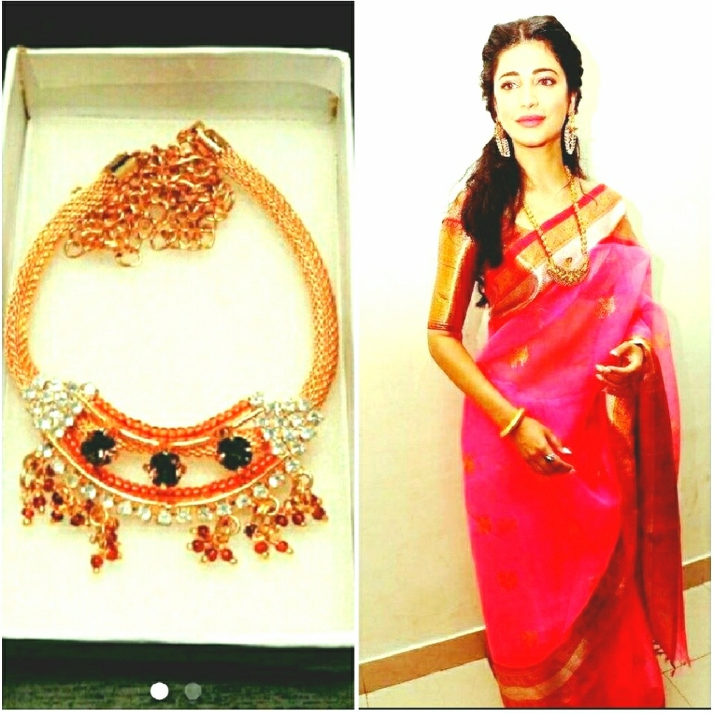 Bollywood fashion Indian necklace, gold plated