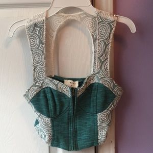 turquoise urban outfitters crop top