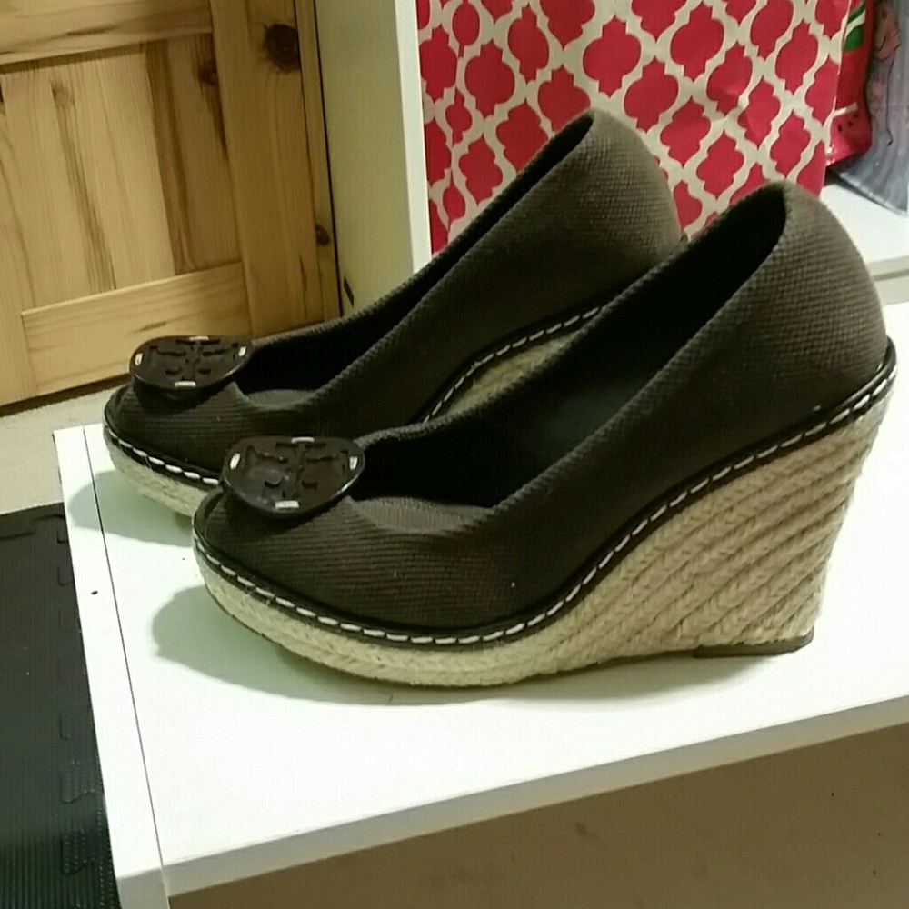 Tory Burch brown canvas espadrilles