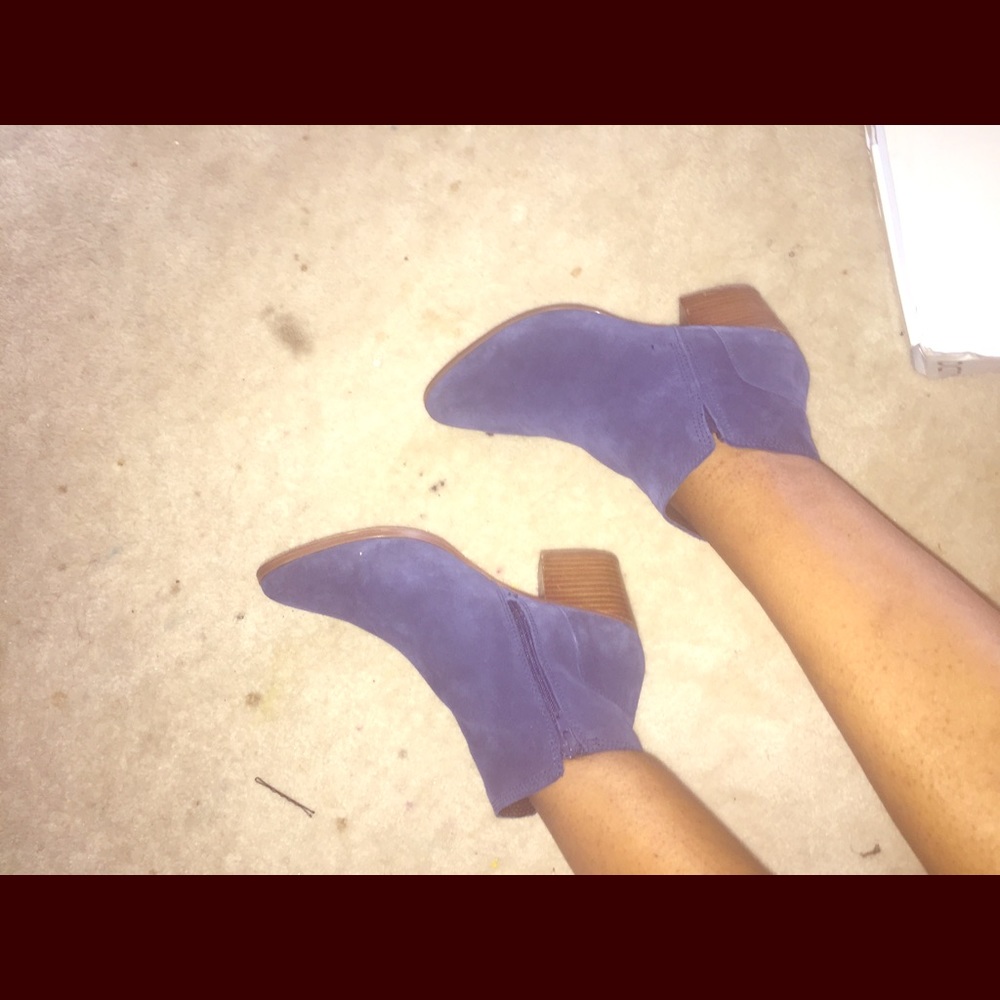 Blue Suede Ankle Booties