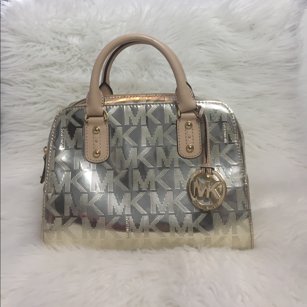 Metallic pale gold Michael Kors  purse w/strap