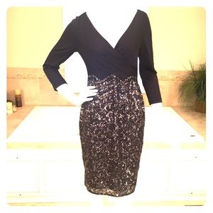 New w/o tags Kay Unger Navy Sequin Dress. SZ 4