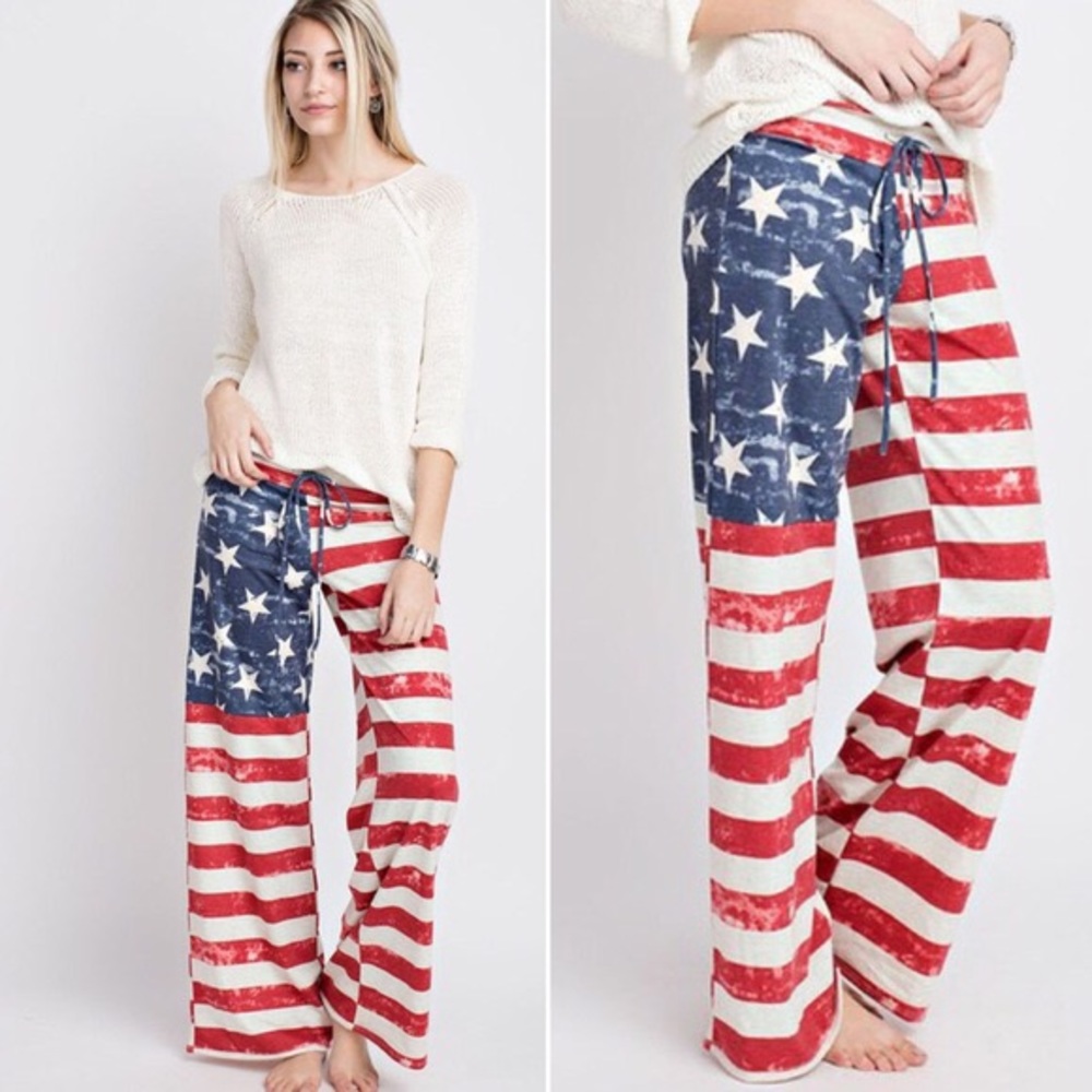 Stars & Stripes American Flag Terry Pants Small