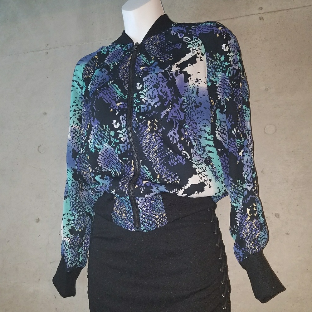 SOLD!! Multi-color Snake print Bomber Jacket Size