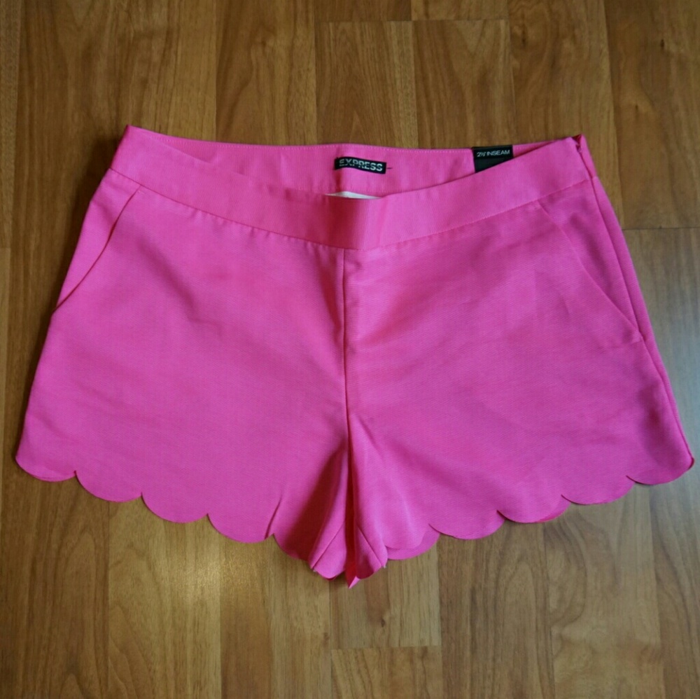 Express Hot Pink Scalloped Shorts