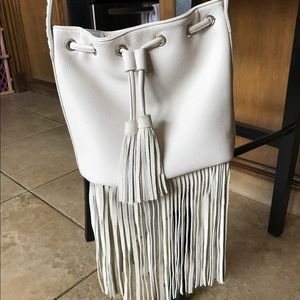 street level fringe bucket bag