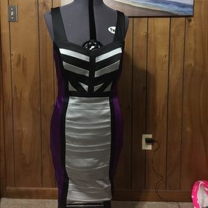 Jax Black/Purple/Silver Strapped Dress