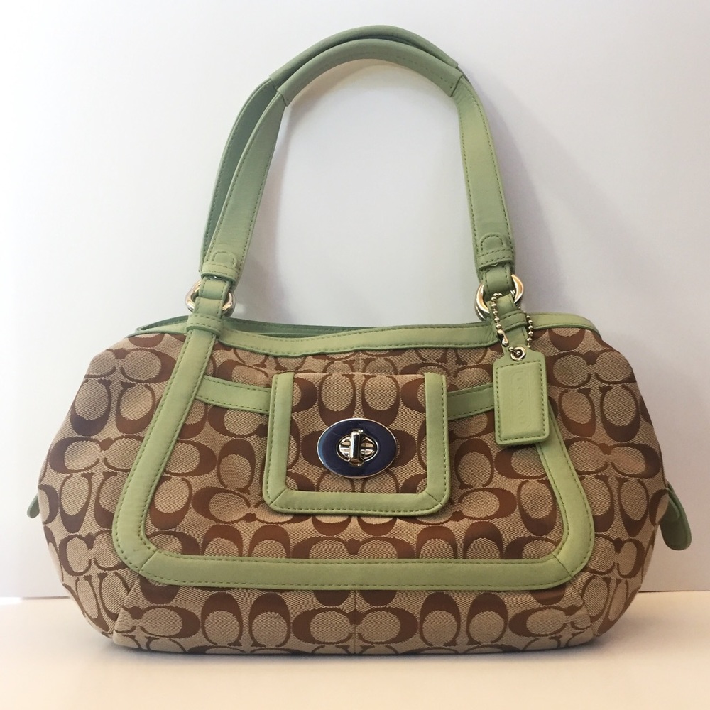 Coach Cricket Purse bag Satchel Khaki/Sage + tags