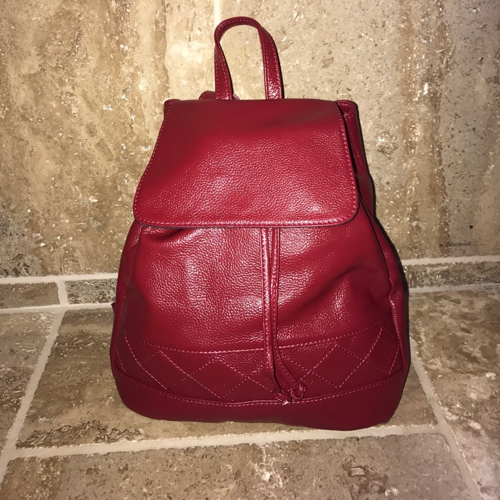 Beautiful Red Genuine Leather purse backpack