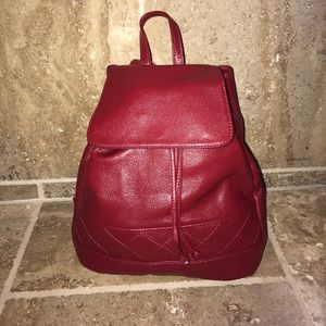 Beautiful Red Genuine Leather purse backpack