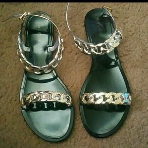 Gold and black sandles
